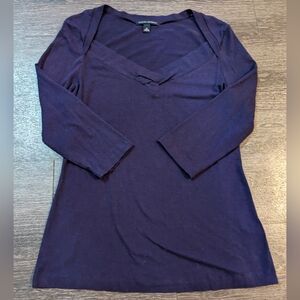 Banana Republic Purple V Neck 3/4 Sleeve Top - Medium